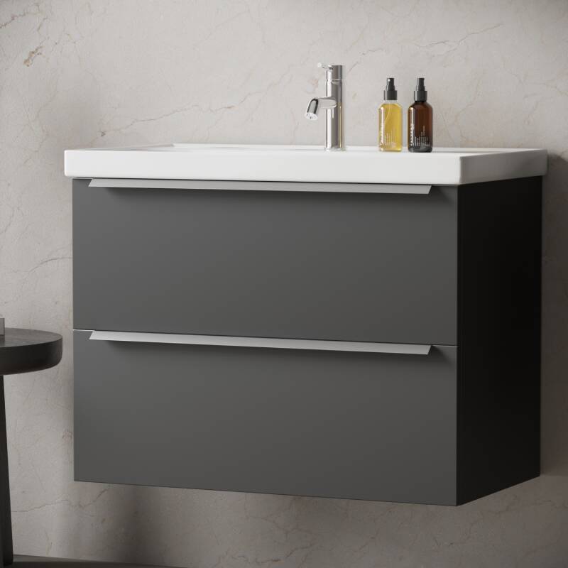 1067 Frankfurt Wastafelmeubel 80 Mat Zwart