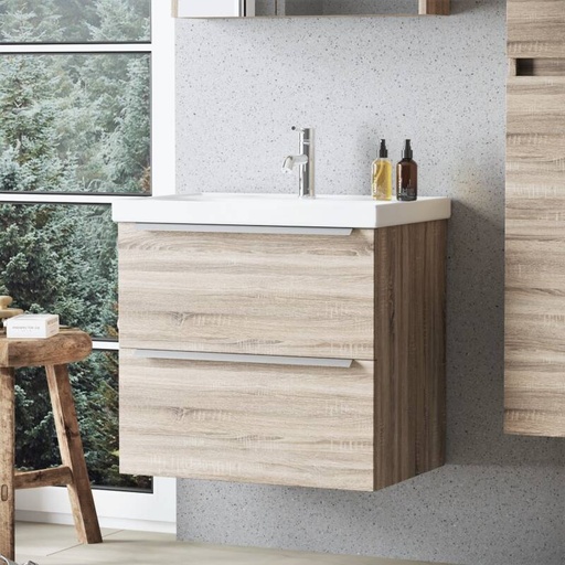 [BV-T-WM-FR-65-DE] 1104 Frankfurt Wastafelmeubel 65 Duitse Eik