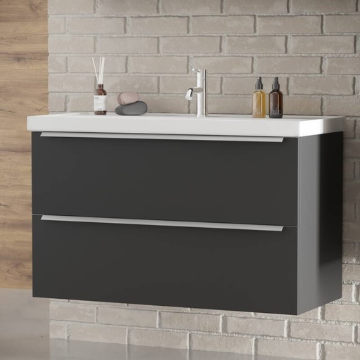 [BV-T-WM-FR-100-MZ] 1068 Frankfurt Wastafelmeubel 100 Mat Zwart