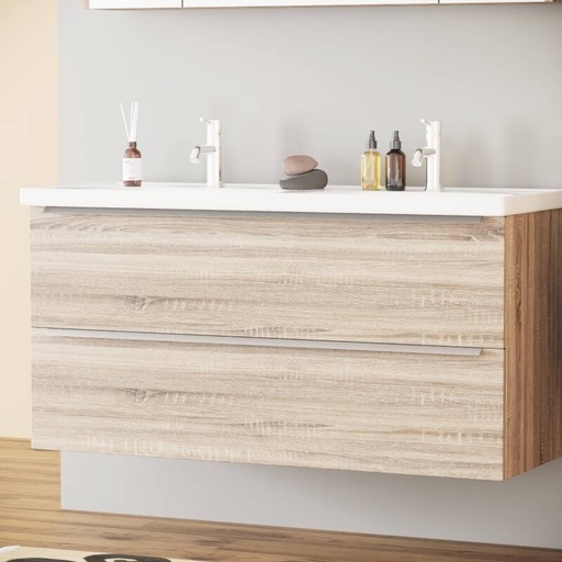 [BV-T-WM-FR-120-DE] 1107 Frankfurt Wastafelmeubel 120 Duitse Eik