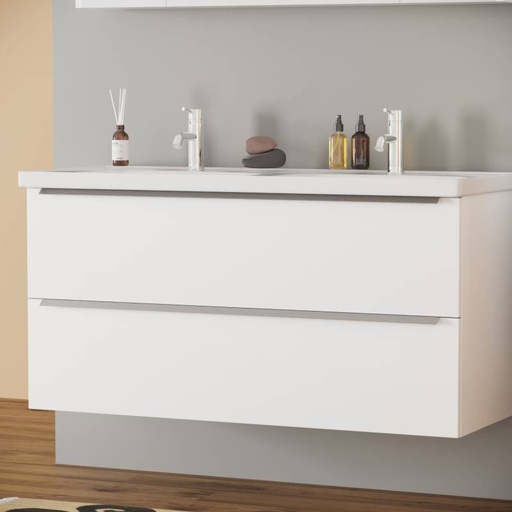 [BV-T-WM-FR-120-HW] 1034 Frankfurt Wastafelmeubel 120 Hoogglans Wit