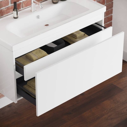 [BV-B-WM-AM-100-HW] 1037 Amsterdam Wastafelmeubel 100 Hoogglans Wit