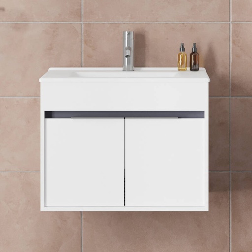 [BV-B-WM-KA-65-HW] 1005 Kassel Wastafelmeubel 65 Hoogglans Wit
